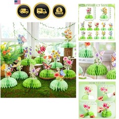 Green Flower Honeycomb Table Centerpieces for Party Decorations 12pcs