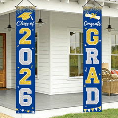 Graduation Decorations 2026, Blue and Gold Door Porch Signs, Graduation Banner C