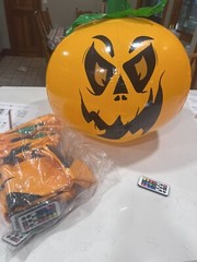 (8) Inflatable Pumpkin Ball Decoration, Multicolor Lighting. Includes Remotes