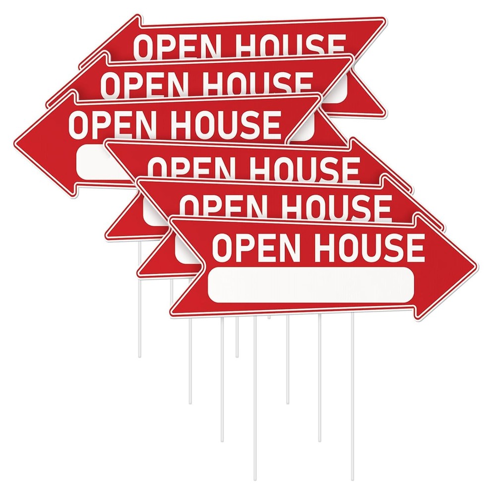 Real Estate Open House Directional Signs Double Sided Red 17×6 Inch for Sale