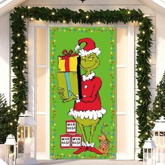 Grinch Christmas Decorations Xmas Porch Sign Door Banner Merry Grinchmas Holiday