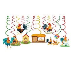 30 PCS Chicken Hanging Swirls Farm Theme Party Ceiling Streamer Decoration