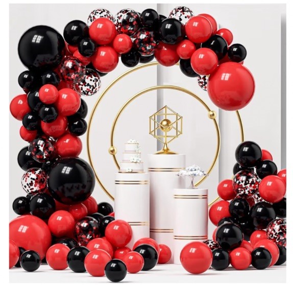 Red and Black Balloon Garland Kit – 124 Pack, Different Sizes