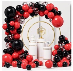 Red and Black Balloon Garland Kit – 124 Pack, Different Sizes