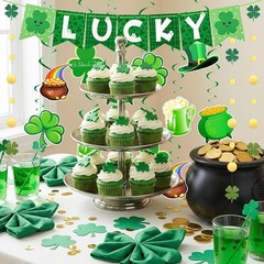 37 Pcs St. Patrick’s Day Decor, 1 Festive Banner, 12 Hanging Spiral Decorations