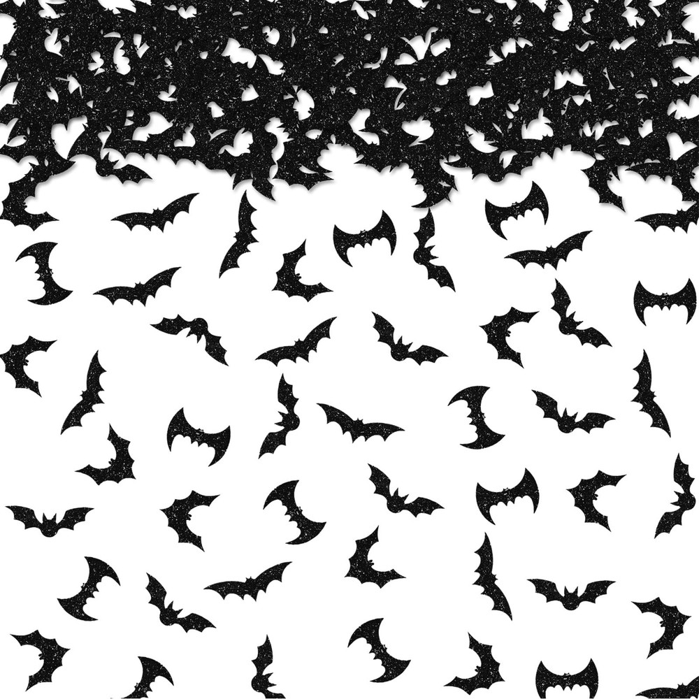 100 PCS Black Glitter Bat Shape Confetti Halloween Party Table Decorations