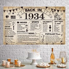 91st Birthday Party Decorations, Vintage Back in 1934 Banner 91st Birthday Party