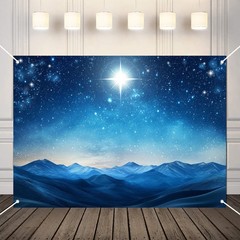 82.6»X 59»Fabric Nativity Desert Birth of Jesus Background Star of Bethlehem B