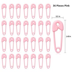Mini Plastic Safety Pin Girl Baby Shower Table 1.5 inches, 36 Pink + 36 Blue