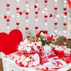 Valentines Decorations Red Pink White Rose Gold Glitter Heart Garland Strings –