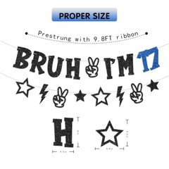 Bruh I’m Bannerth Birthday Decorations for Boys Pre-strung Happyth Birthday 17