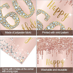 60Th Birthday Door Banner Decorations for Women, Pink Rose Gold Happy 60Th Birth