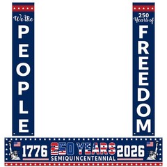 3 Pack 250th Anniversary Decoration 1776-2026 250 Years Anniversary Banners 4th