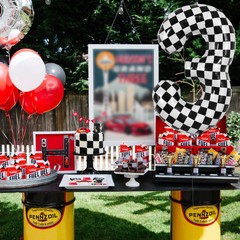 40 Inch Checkered Number 3 Balloon 3rd Race Car Birthday Party Supplies Black…