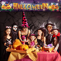 Extra Large Happy Halloween Banner For Outside, 9.8 x 1.6 Ft Fabric Halloween Ba