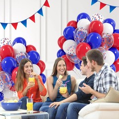 60 Pcs 12 Inch Red White Blue Balloons Patriotic 4th of July Party Decor