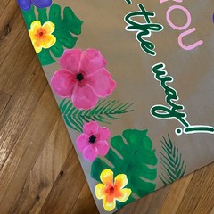 Handpainted Teacher Appreciation Banner Thai Hawaiian Inspired Tropical Floral