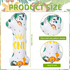 Wild One Birthday Decorations, Wild Animal Number 1 Balloon, 40» Wild One Ballo