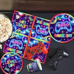 Video Game Party Decorations 197Pcs Plates Cups Balloons Gaming Birthday