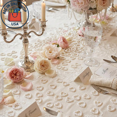 White Pearl Heart Table Scatter for Weddings and Crafts 400 Pcs