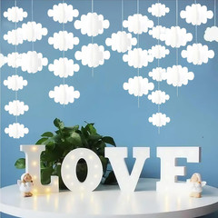 5Pcs White Clouds Paper Garland, 49Ft Hanging Garlands 3D Cloud Party Banner for
