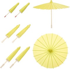 Paper Umbrella Set 8 12 16 Yellow for Photography and Decoration