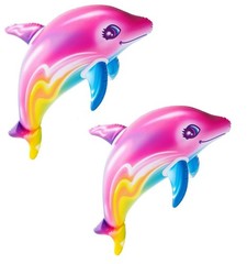 Large 36″ Pink Rainbow Colorful Dolphin Inflatable Pool (Set of 2) Inflate Be…