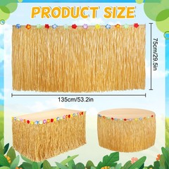 2 Pack Table Skirt Luau Party Decorations, Flower 53.2″ X 29.5″ Grass Table S…