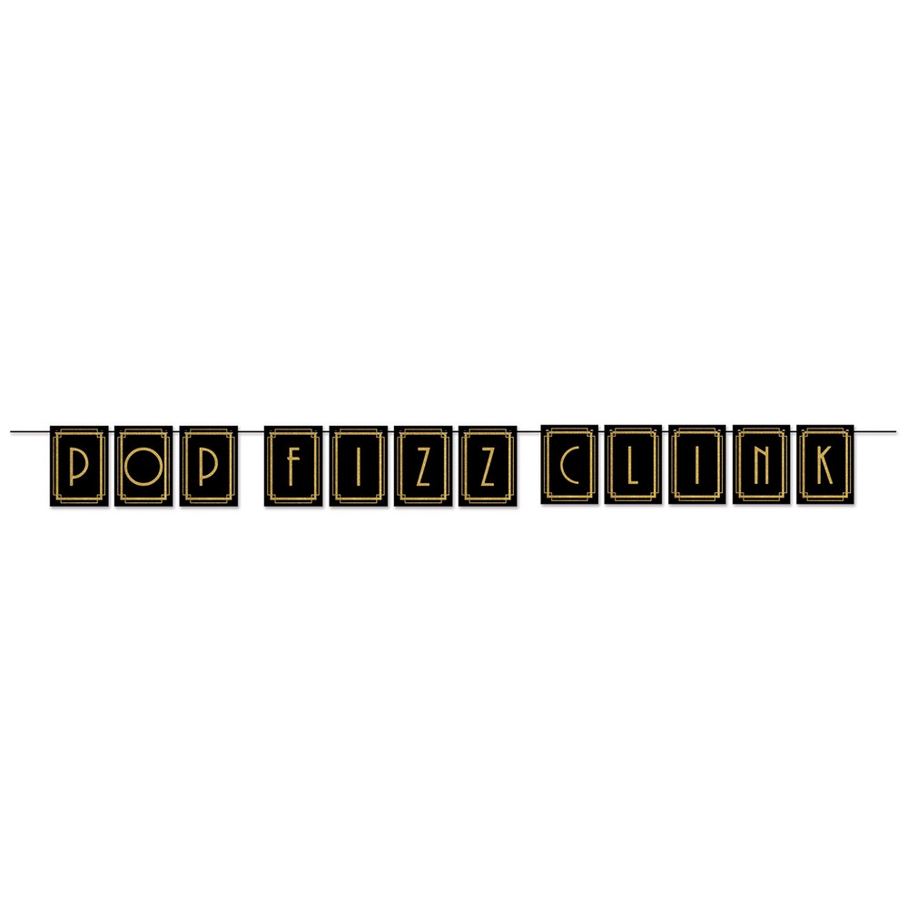 Roaring 20s Great Gatsby Art Deco Party Decoration POP FIZZ CLINK Pennant Banner