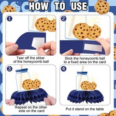 9 Pcs Milk And Cookie Theme 1st Birthday Honeycomb Table Centerpieces Toppers