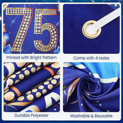 75th Birthday Party Decorations for Men Navy Blue Gold Happy 75th Birthday Banne