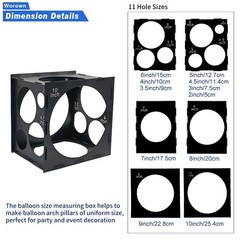 11 Holes Collapsible Black Plastic Balloon Sizer Box, Sizer Cube, Size Measureme
