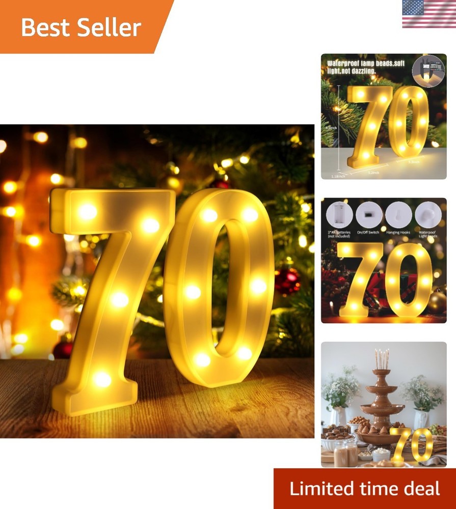 70th Birthday Decorations LED Numbers for Party Table Wall Decor
