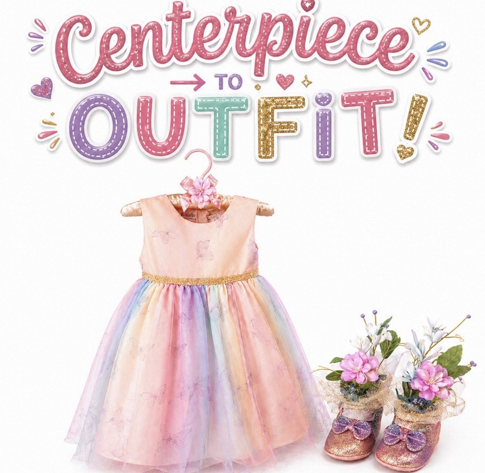 Rainbows & Butterfly Baby Shower/Birthday Centerpiece, Keepsake Outfit-Unique