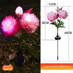 Solar Powered Outdoor Peony Flower Lights 2pcs Colorful Garden Lighting
