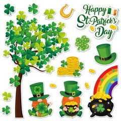 2 Sheets St. Patrick’ s Day Thick Gel Clings Shamrock Clover Tree Irish Gnome Go