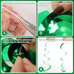 30 PCS Party Swirl Decorations Green Shinny Foil Hanging Swirl Decorations wi…