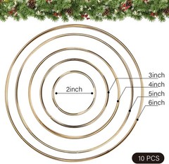 Dream Catcher Rings, 10PCS Wreath Macrame Rings Gold Metal Floral Hoops for