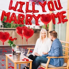 16 Inches Red ‘WILL YOU MARRY ME’ Proposal Letter Balloons with 1000 Rose Pet…