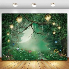 Enchanted Forest Backdrop Green Woodland Fairy Photo Booth Party Banner 6×4 NEW