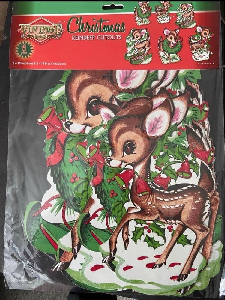 Beistle Vintage Christmas Reindeer Cutouts – Party Supply Decoration