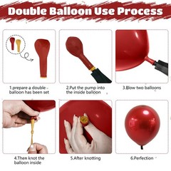 Burgundy Pink Balloon Arch, Double Stuffed Ruby Red Pearl Pink Gold Balloon G…