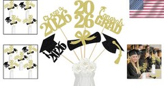 Stylish 24-Piece Gold Glitter Table Centerpieces for Graduation Parties 2026