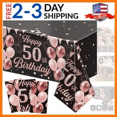 3 Pack 50th Birthday Decorations for Women – Happy 50th Birthday Tablecloth, …