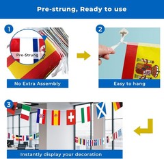 Country Flags Banner 82ft Polyester International Flags of the World Classroom