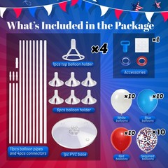 Balloon Centerpiece Kit for Table 4 Sets Balloon Stand with 40 Red White Blue…