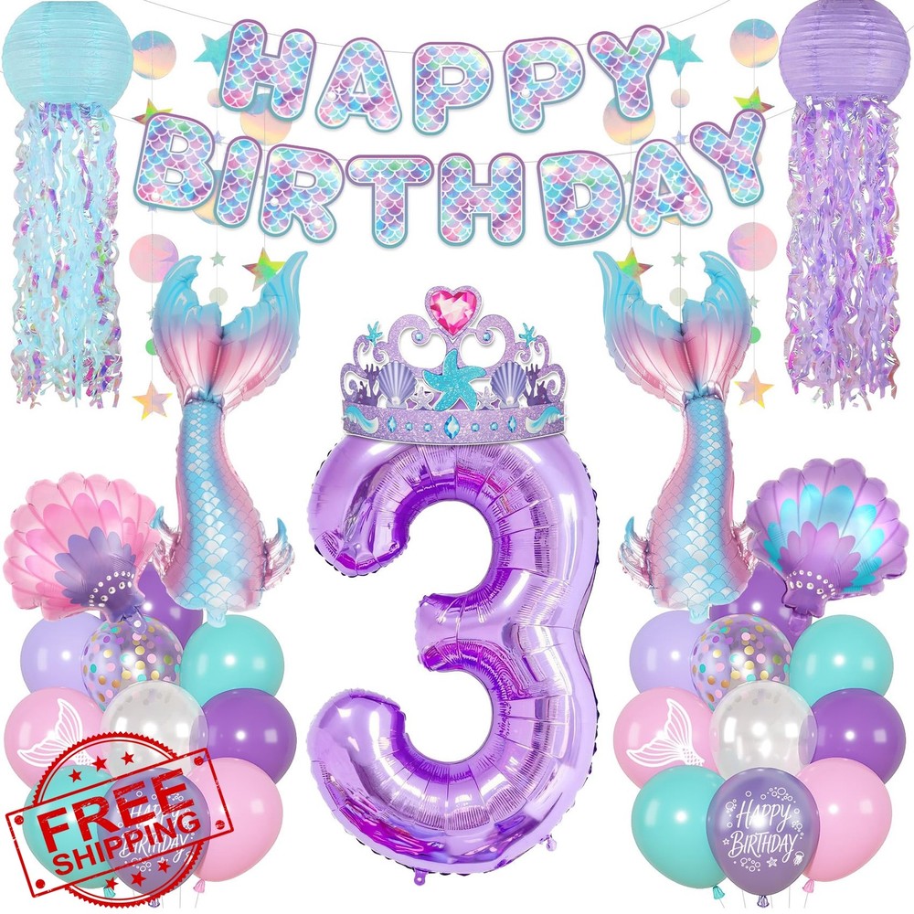 Amandir Mermaid 3rd Birthday Party Set
