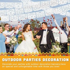 EggSun 6 Pack White Papel Picado Banner Mexican Party Wedding