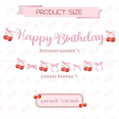 Cherry Banner Cherry Bow Garland Fruit Theme Party Baby Shower Decoration Sup…