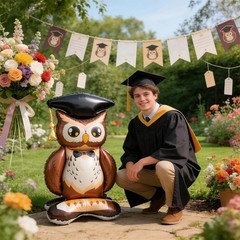 Class of 2026 Graduation Balloon, Large Size Standing Owl Foil Balloon, Self Sta